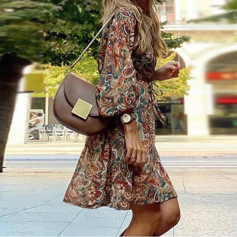 Lottie - Vestido midi informal con cuello en V