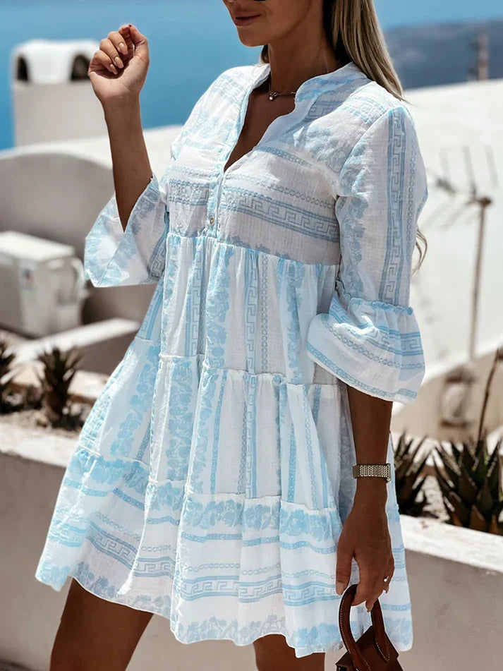 Danita - Minivestido floral con cuello en V