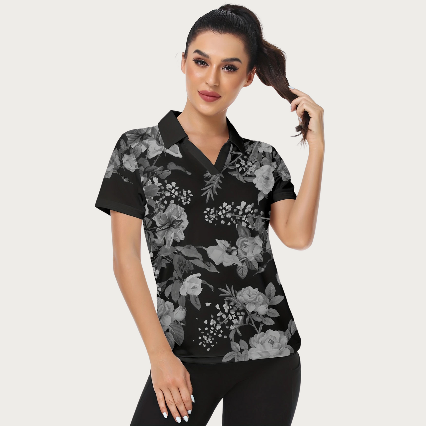 Anitra - Camiseta deportiva con estampado floral para mujer