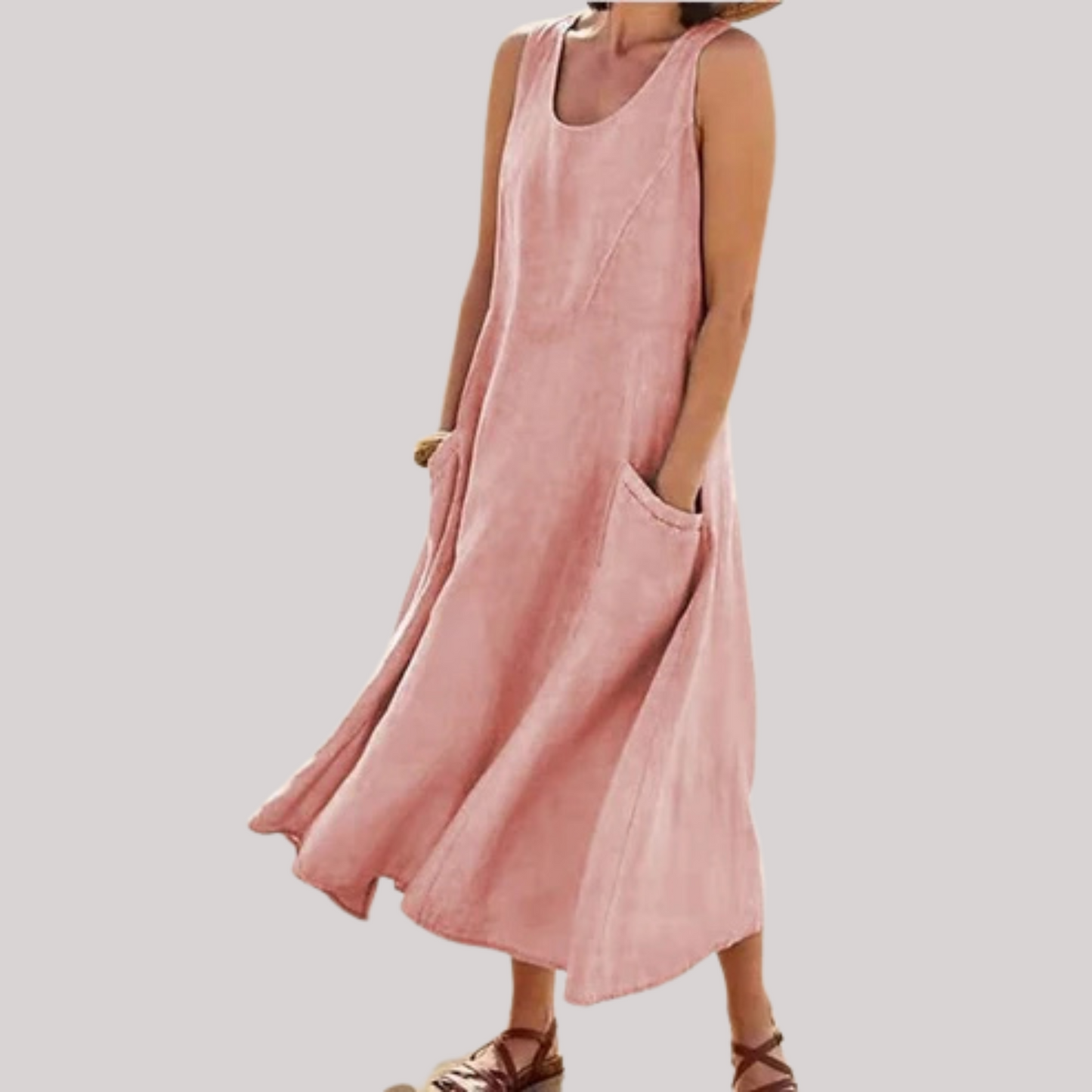 Jolie – Vestido midi de lino y algodón sin mangas