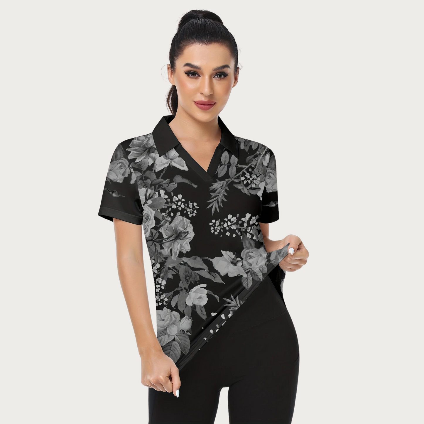 Anitra - Camiseta deportiva con estampado floral para mujer