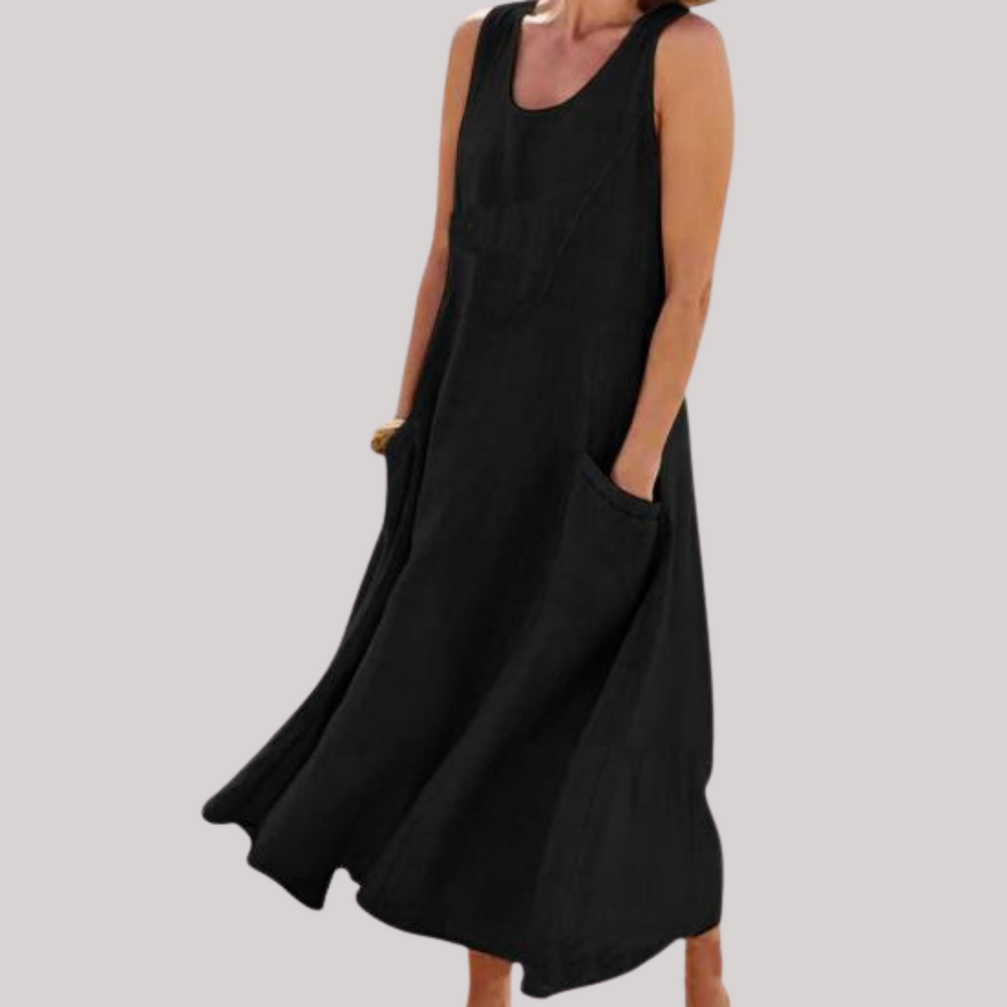 Jolie – Vestido midi de lino y algodón sin mangas