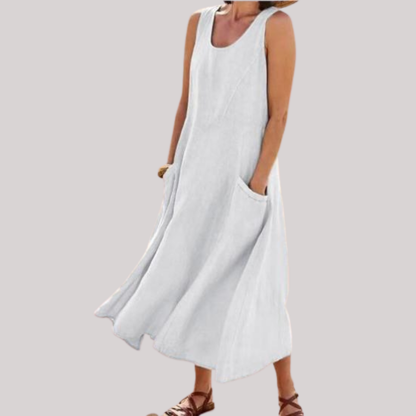 Jolie – Vestido midi de lino y algodón sin mangas