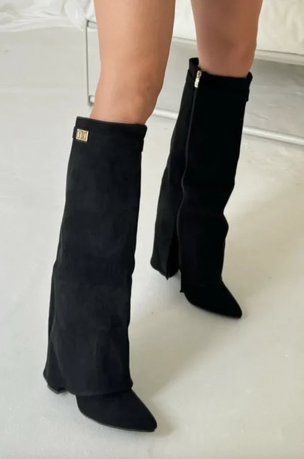 Elisara - Botas de ante hasta la rodilla de alta calidad