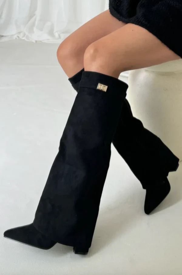 Elisara - Botas de ante hasta la rodilla de alta calidad