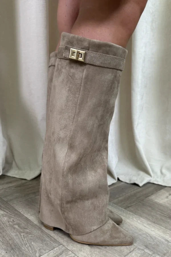 Elisara - Botas de ante hasta la rodilla de alta calidad