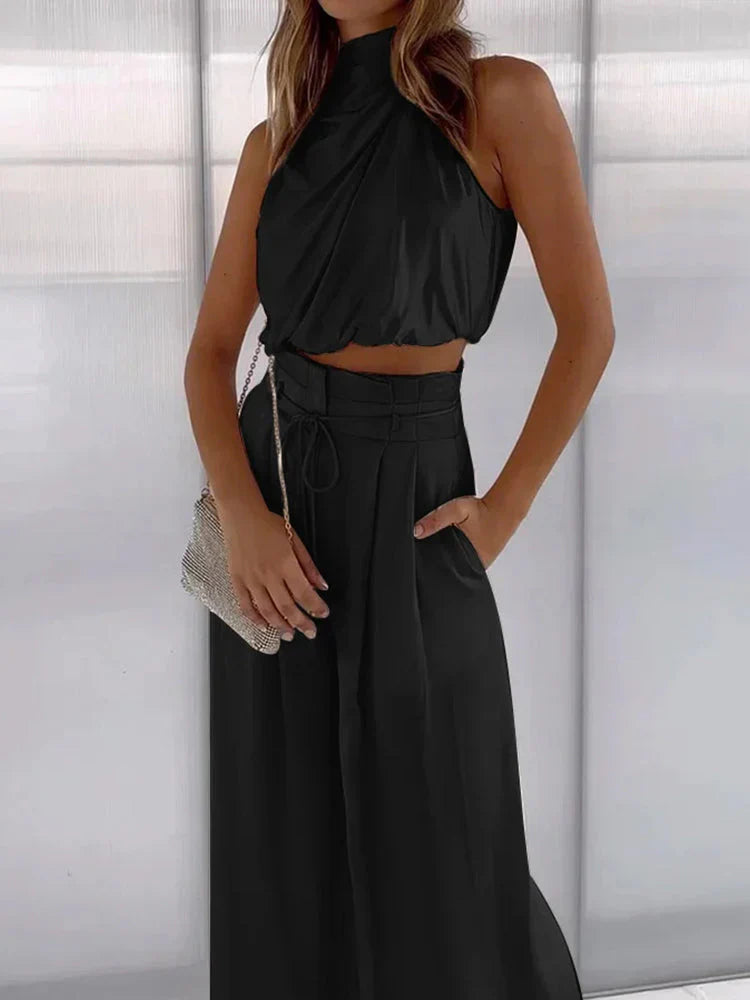 Adeline - Conjunto de top sin mangas y pantalón ancho