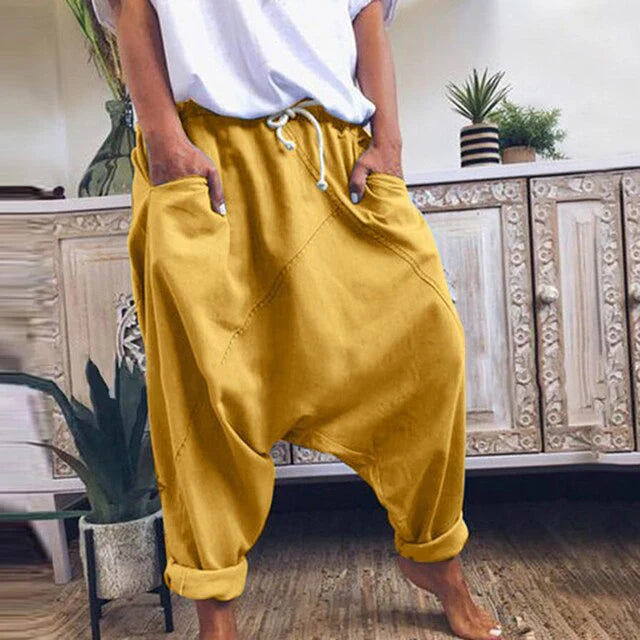 Lyricelle – Pantalones harén de algodón con estilo