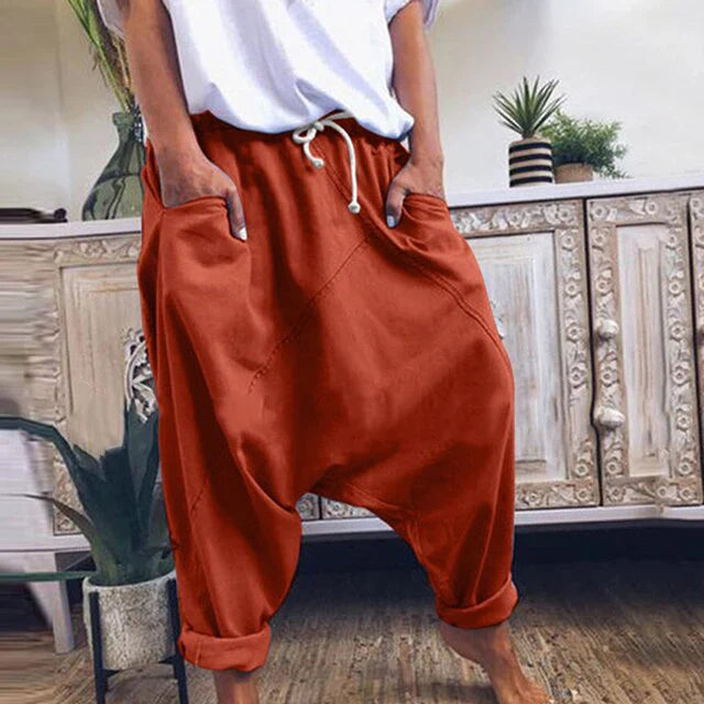 Lyricelle – Pantalones harén de algodón con estilo