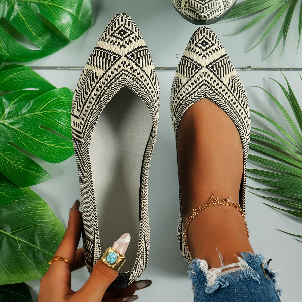 Sylviana - Zapatos sin cordones con punta puntiaguda para mujer