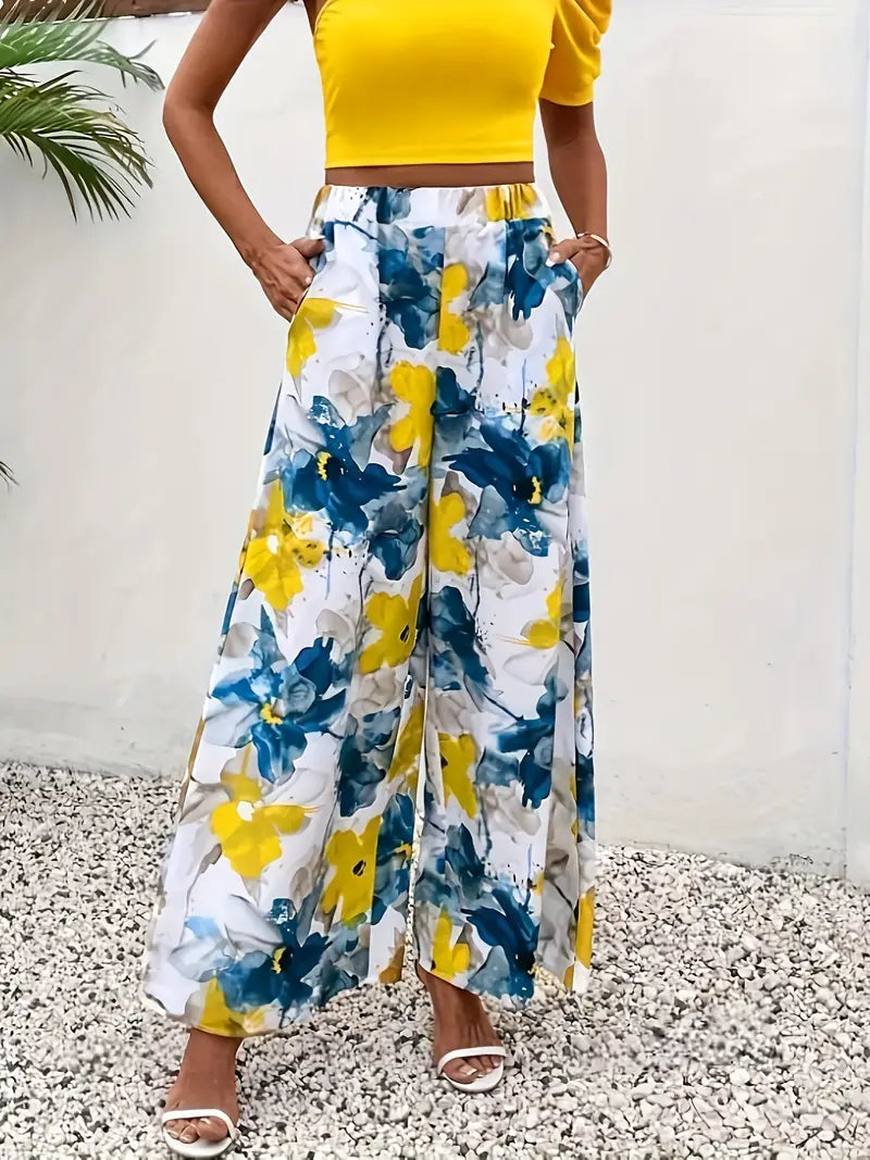 Clarice - Pantalón ancho con estampado floral para mujer