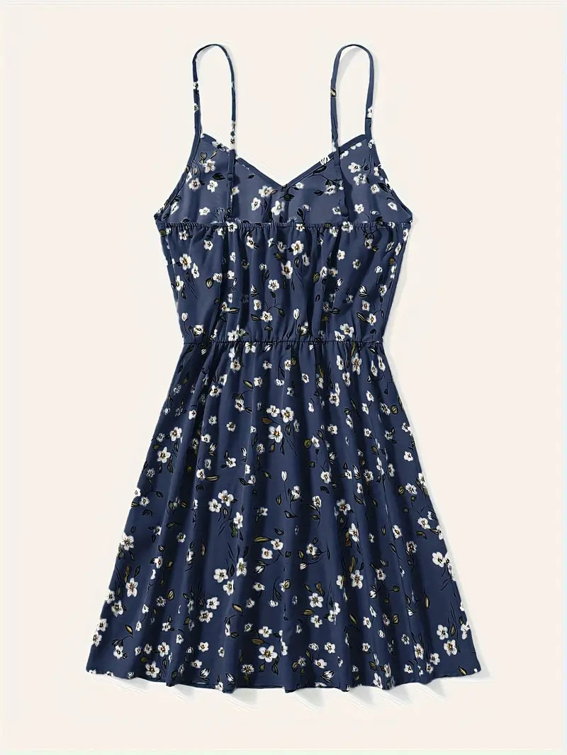 Ardelia - Vestido de tirantes en V con estampado floral para mujer