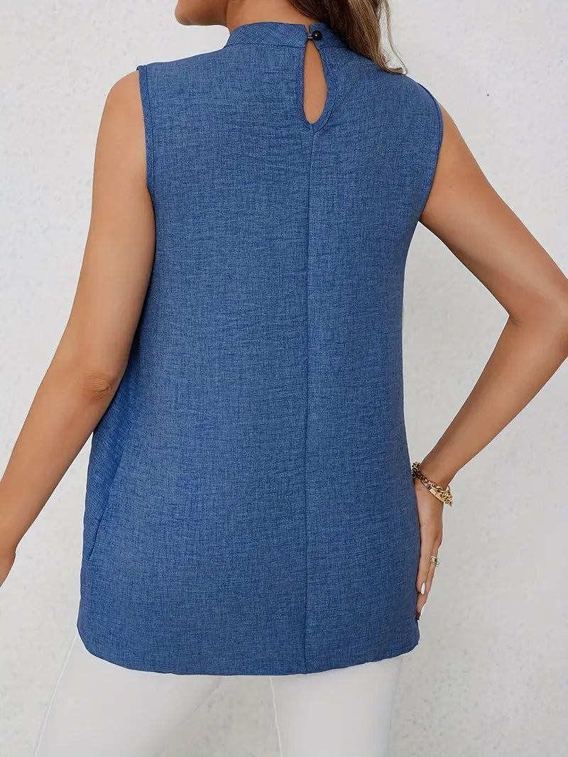 Georgiana - Blusa sin mangas con cuello alto