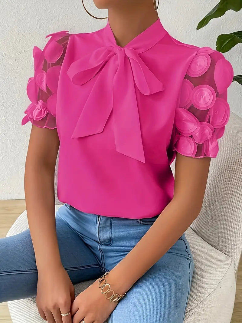 Janie - Blusa elegante con escote de lazo