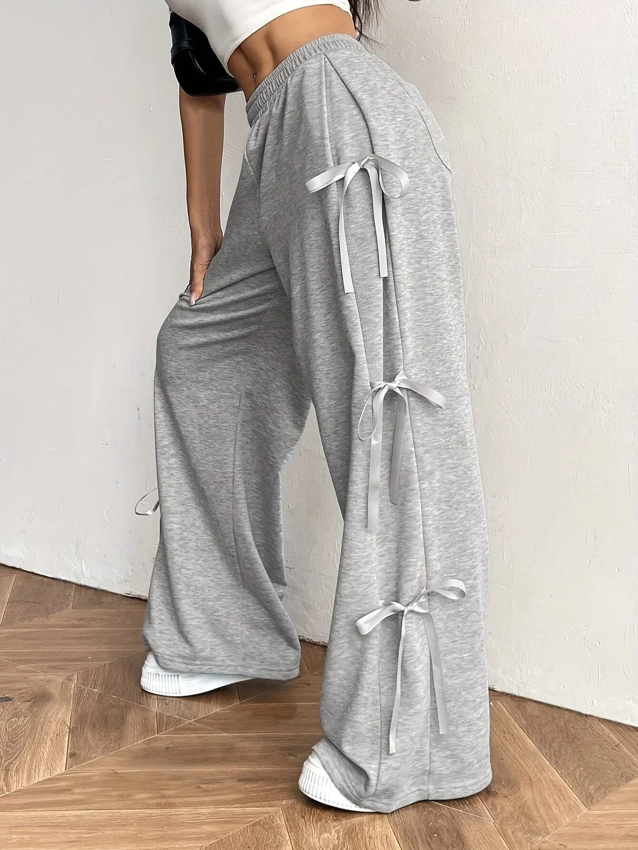 Selina - Pantalón ancho de mujer con detalle de lazo