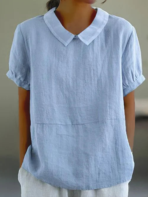 Zinnia – Blusa de lino de manga corta