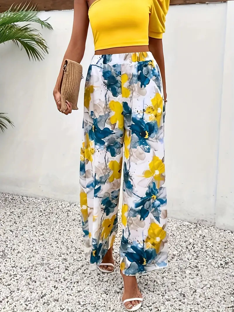 Clarice - Pantalón ancho con estampado floral para mujer