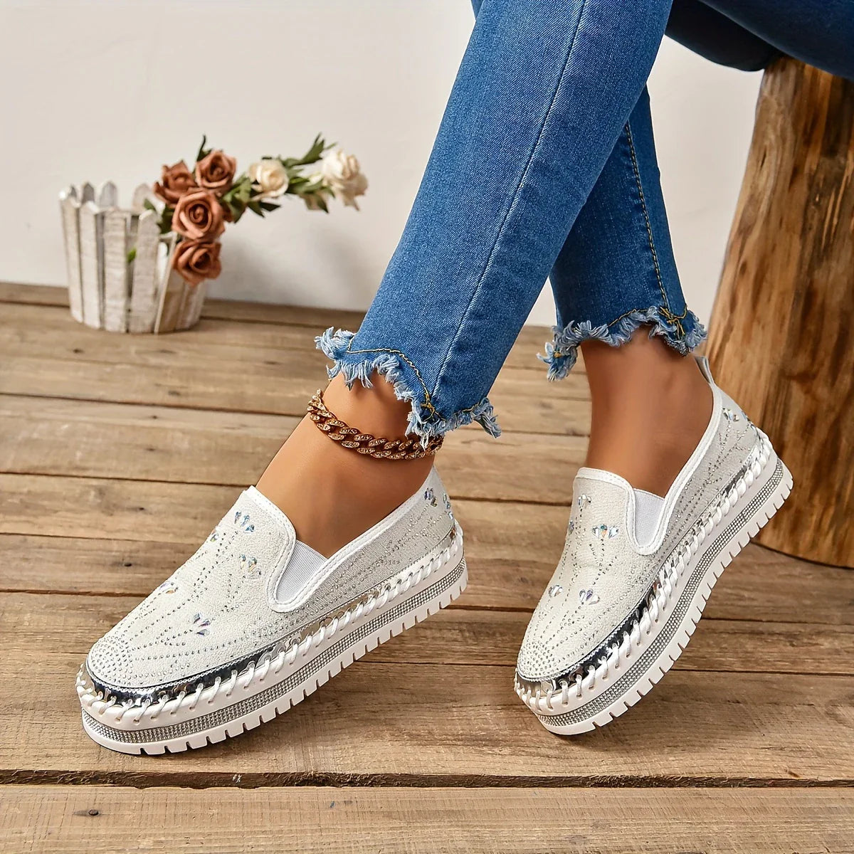 Marceline - Elegantes zapatos sin cordones brillantes