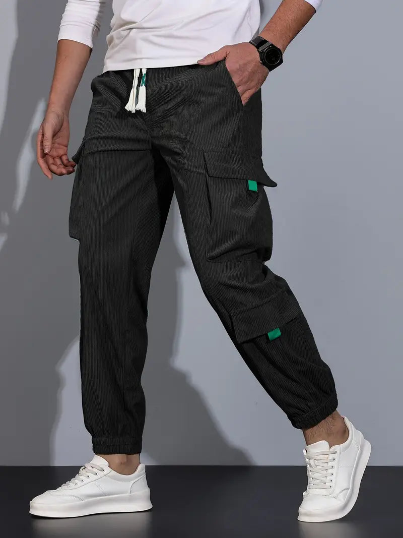 Aldrich - Pantalones cargo casuales de color sólido para hombre