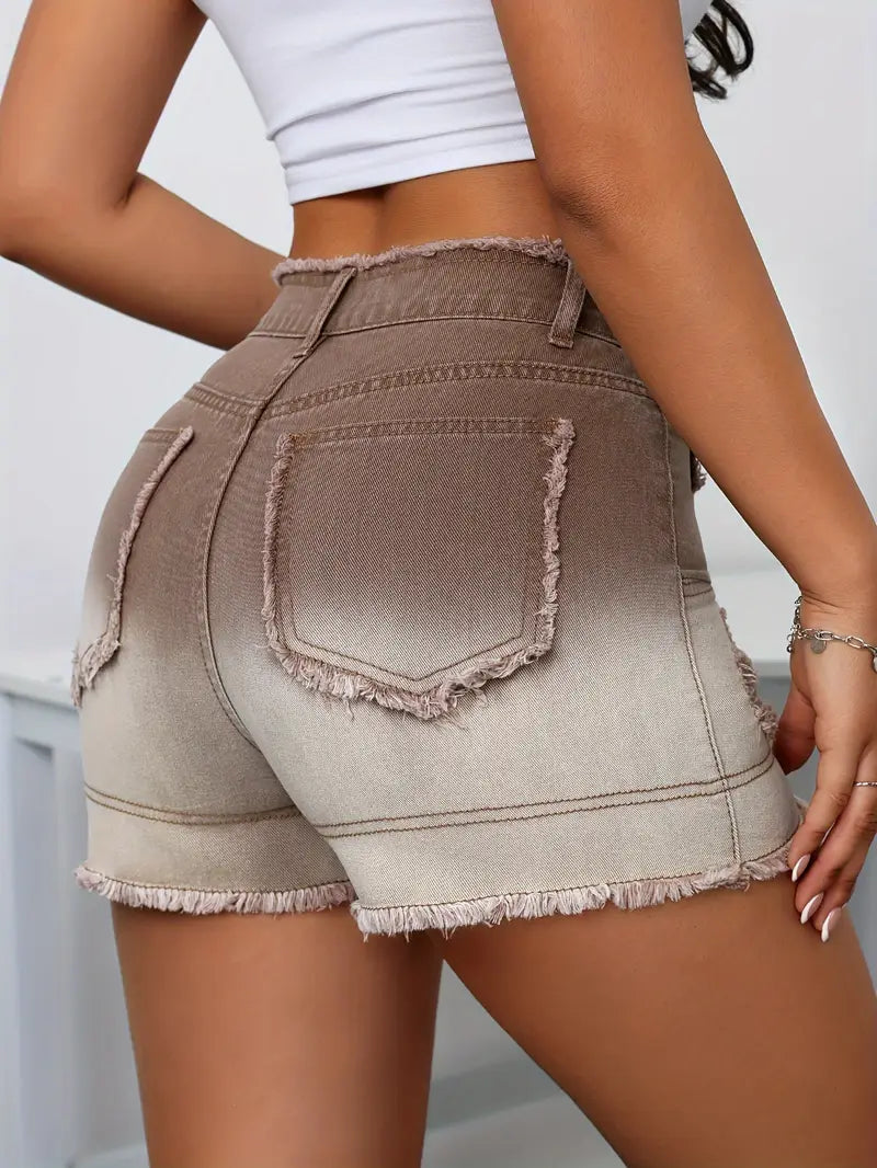 Luma - Shorts vaqueros desgastados con efecto ombré y tiro alto