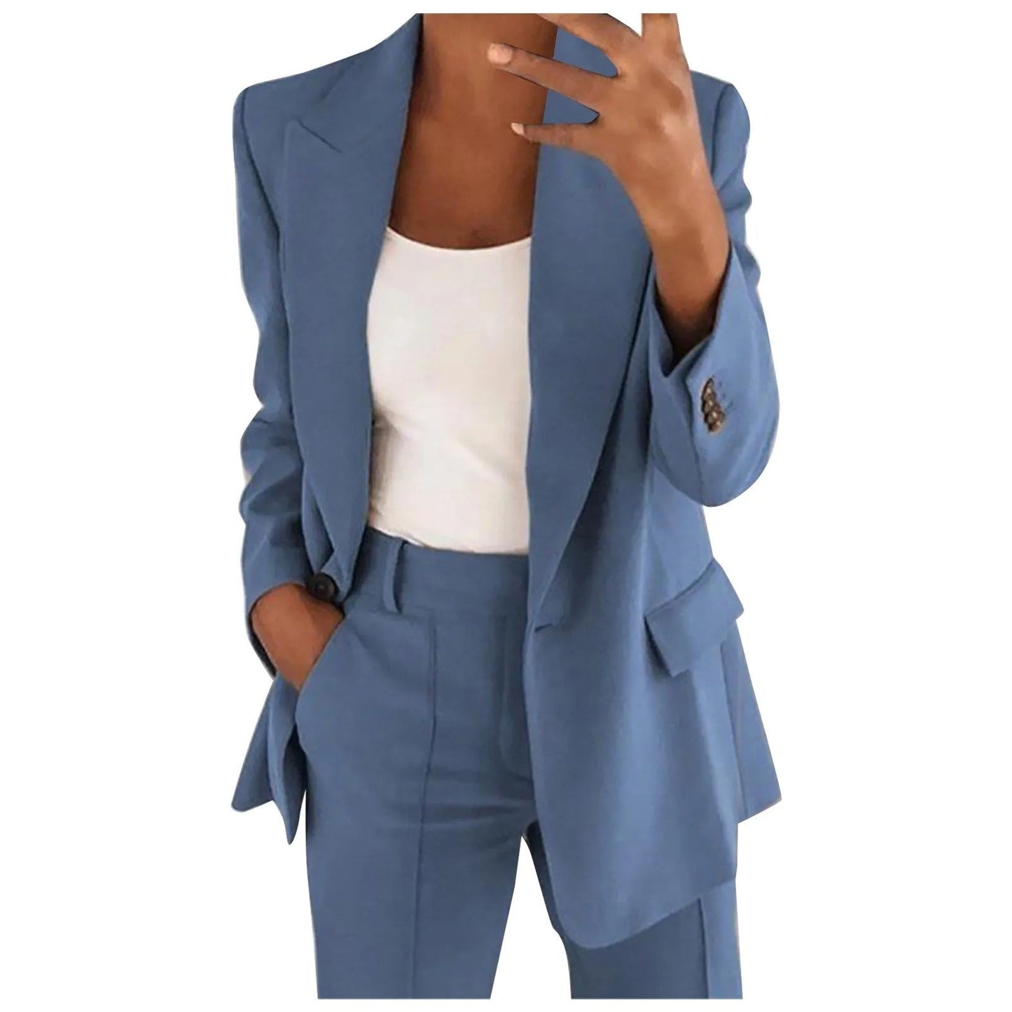 MiraSet - Conjunto de traje de mujer con blazer y pantalón en color liso