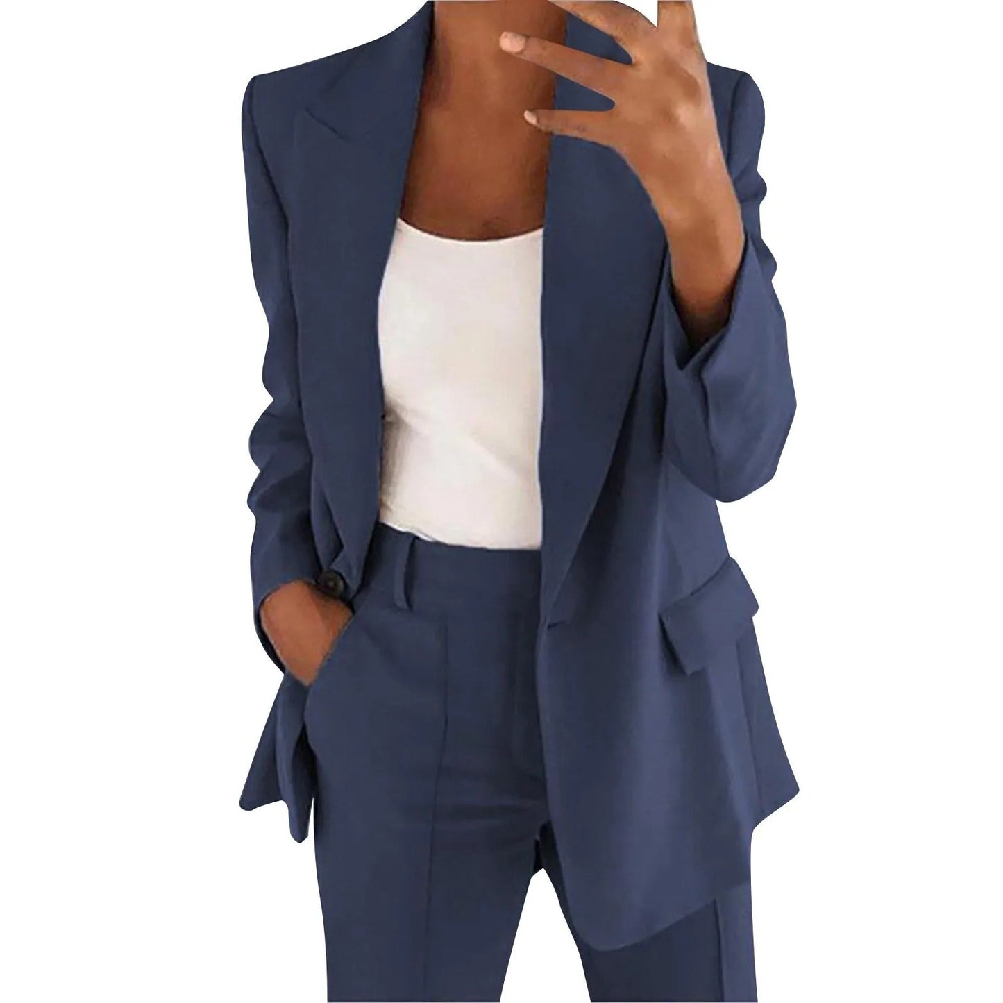 MiraSet - Conjunto de traje de mujer con blazer y pantalón en color liso