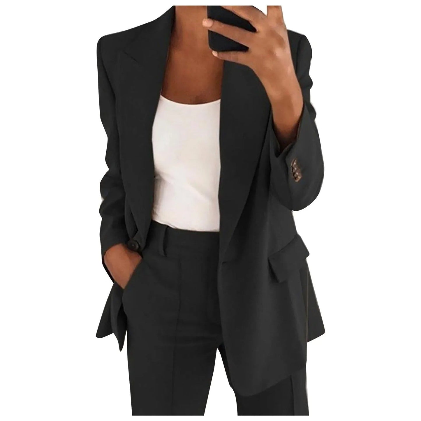 MiraSet - Conjunto de traje de mujer con blazer y pantalón en color liso