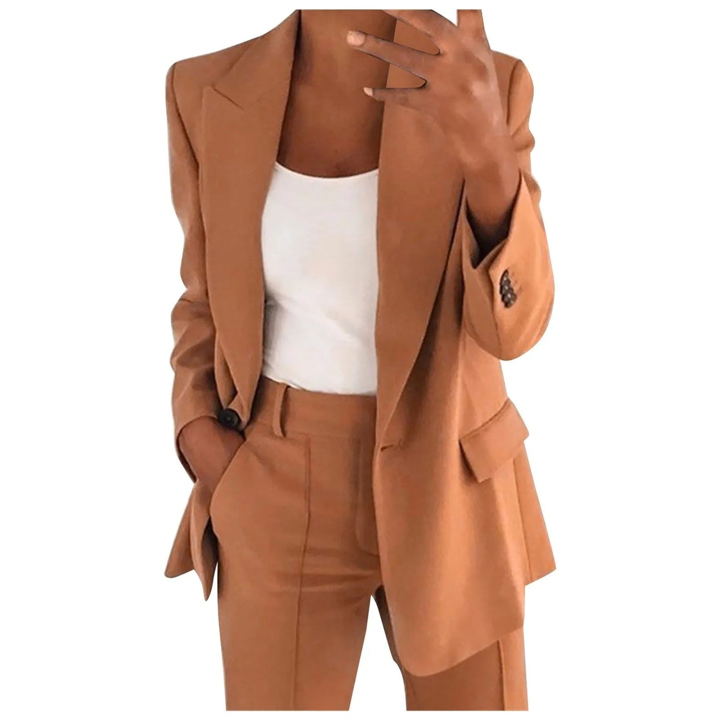 MiraSet - Conjunto de traje de mujer con blazer y pantalón en color liso