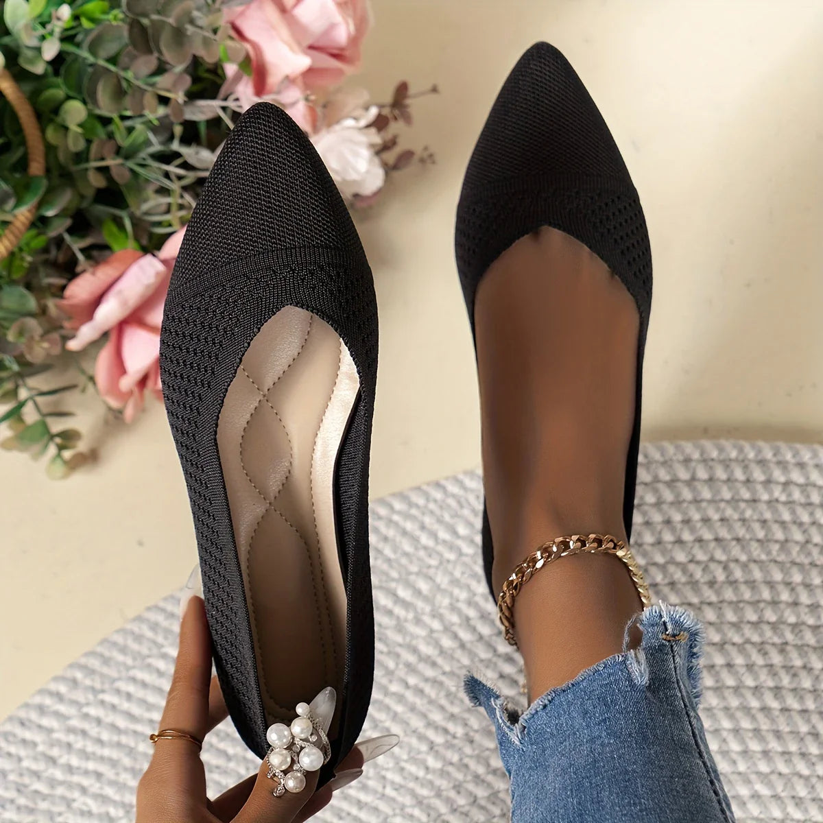 Brianna - Zapatos sin cordones con punta puntiaguda para mujer