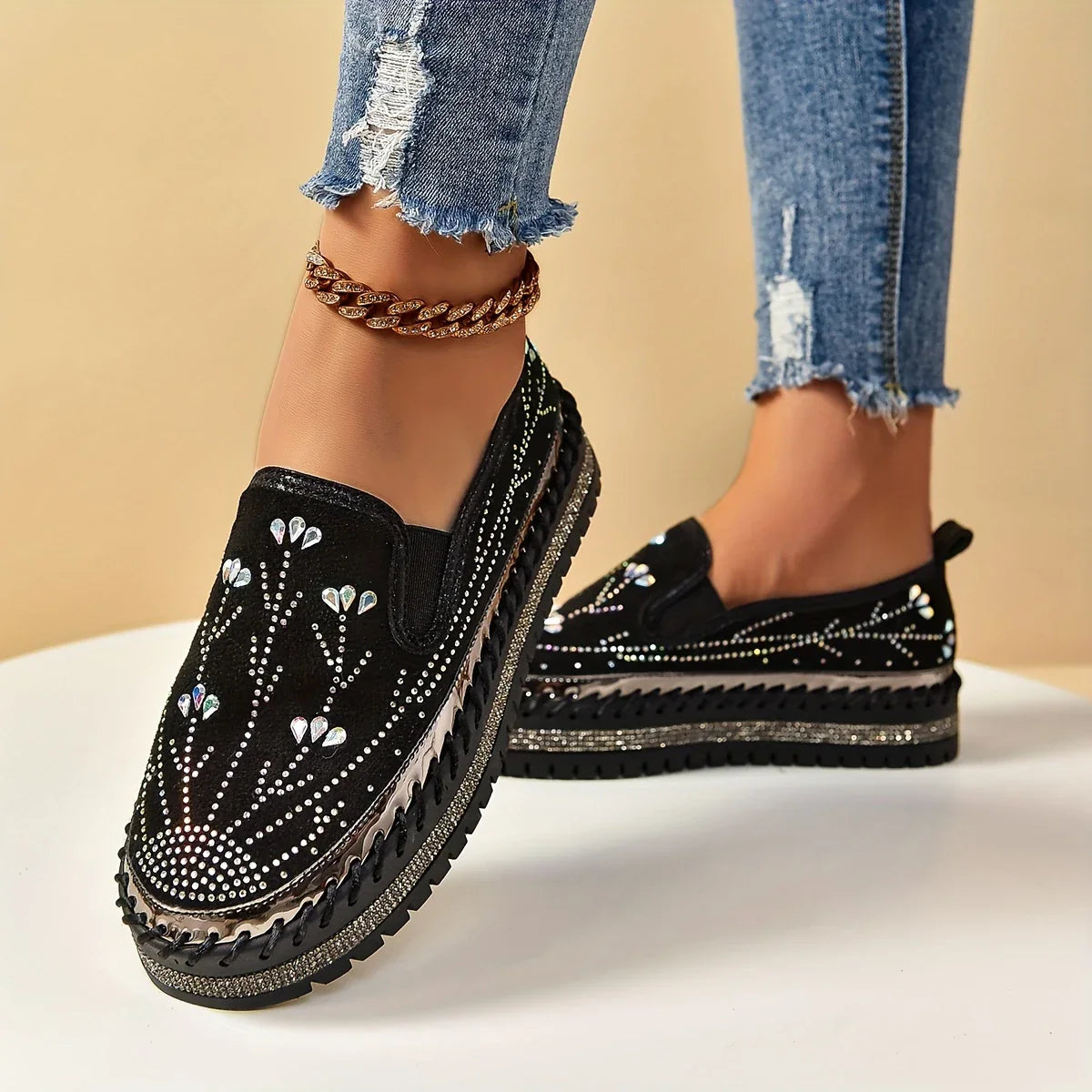Marceline - Elegantes zapatos sin cordones brillantes