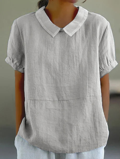 Zinnia – Blusa de lino de manga corta