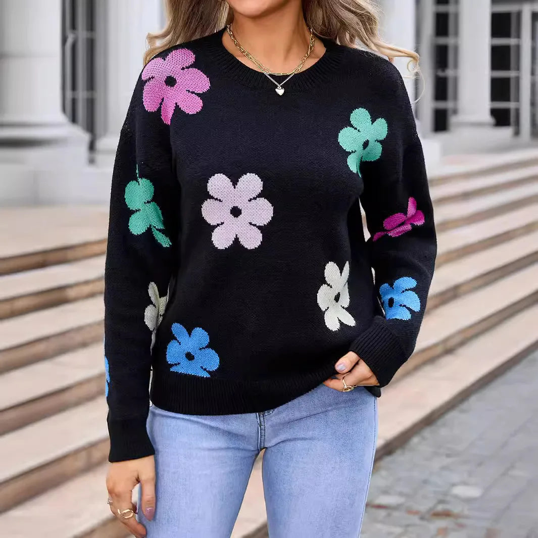 Aislin |Suéter casual de crochet con estampado floral