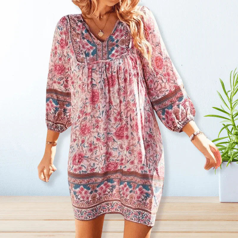 Araminta - Vestido boho estampado y vaporoso para mujer