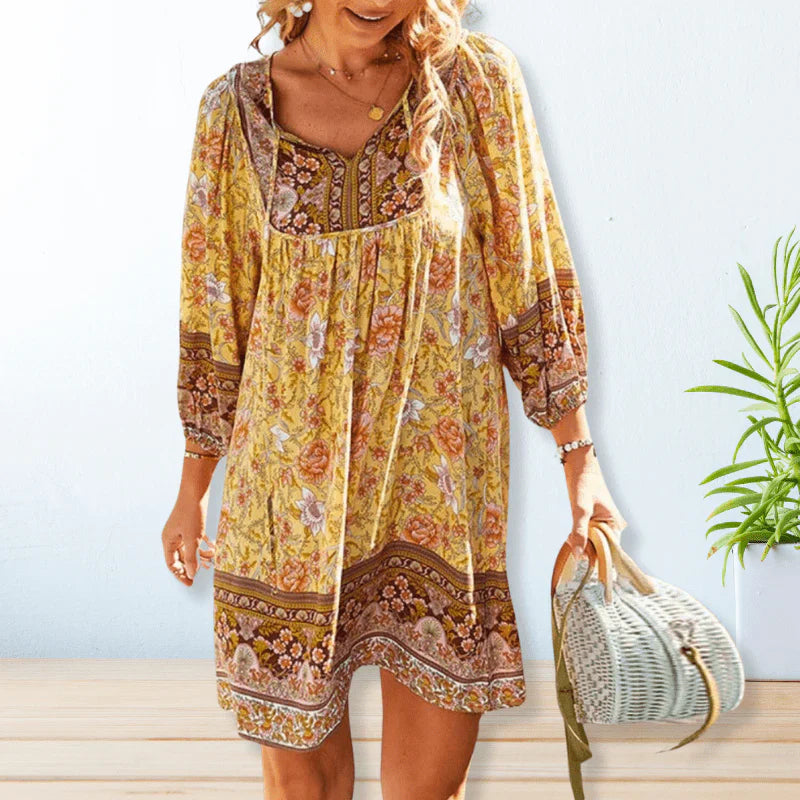 Araminta - Vestido boho estampado y vaporoso para mujer