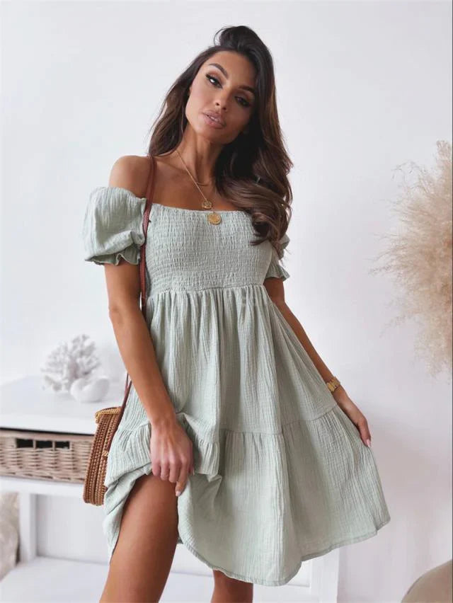 Frona - Elegante vestido con hombros al descubierto para mujer