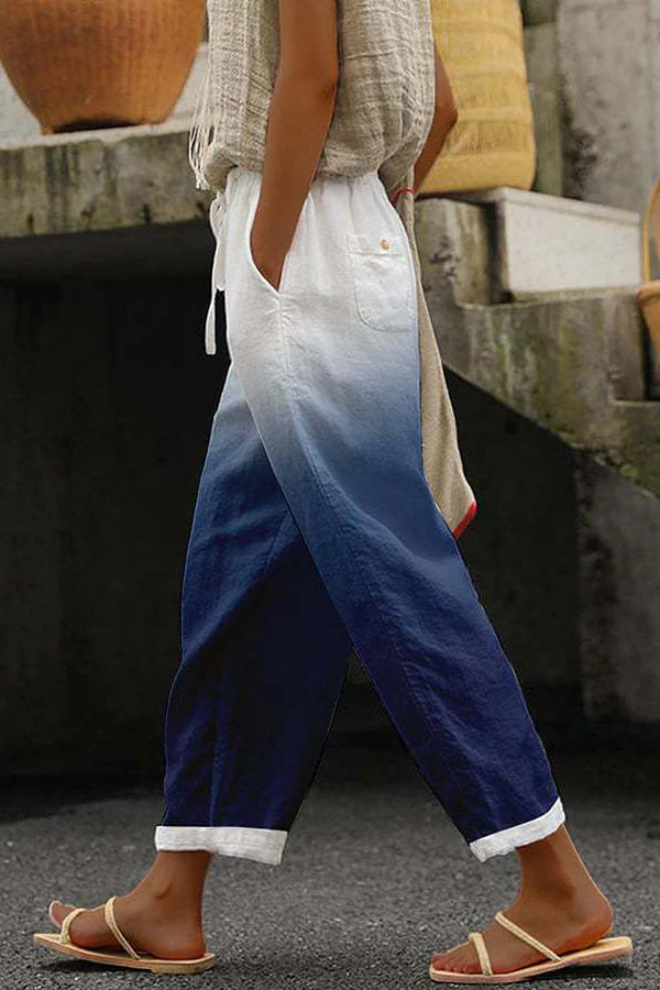 Airish - Pantalones casuales de bolsillo con botones estampados
