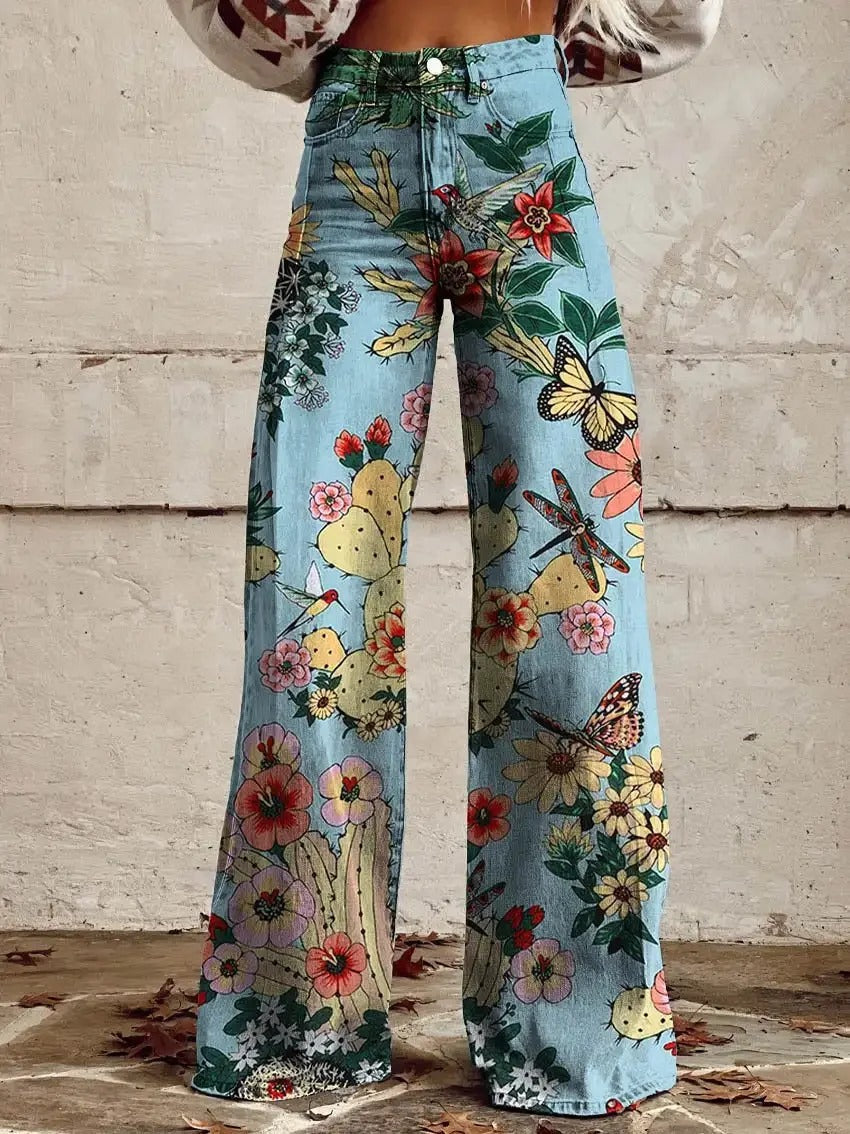 Anzhela – Pantalón ancho con estampado colorido