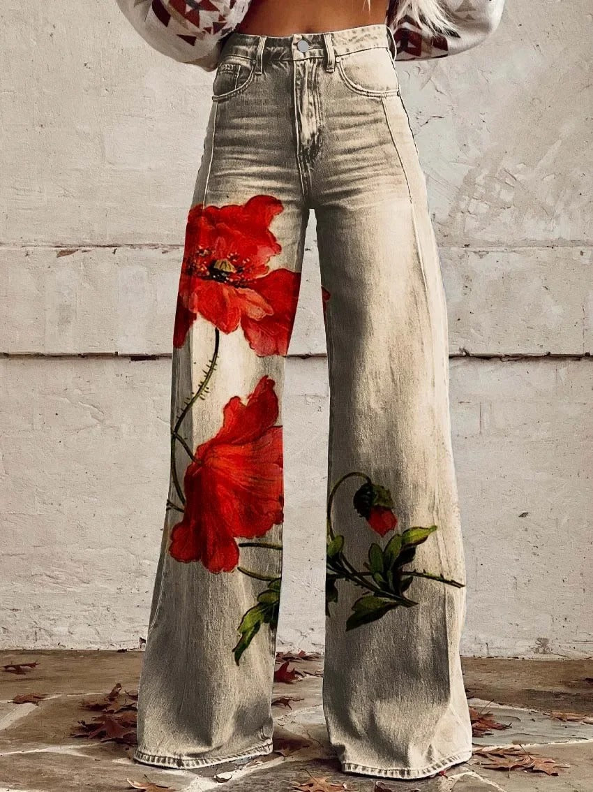 Anzhela – Pantalón ancho con estampado colorido