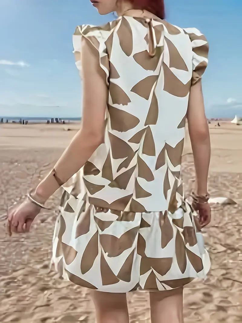 Chanda - Vestido estampado con mangas fruncidas