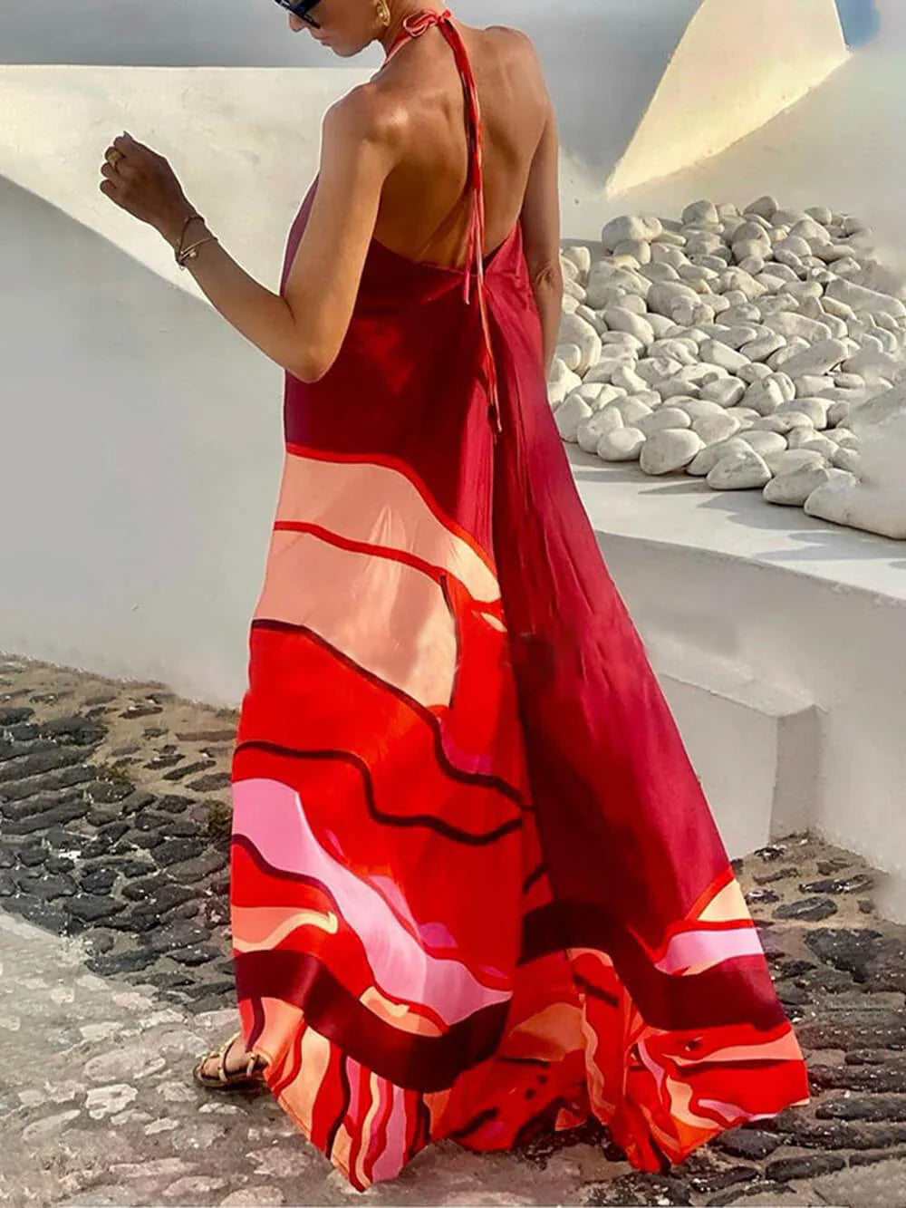 Samira - Vestido largo estampado sin mangas para mujer