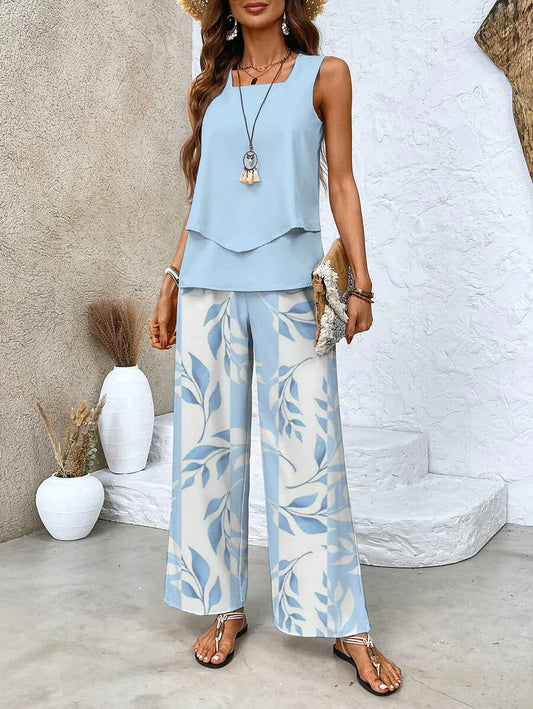 Rebecca - Conjunto de top y pantalón con escote cuadrado