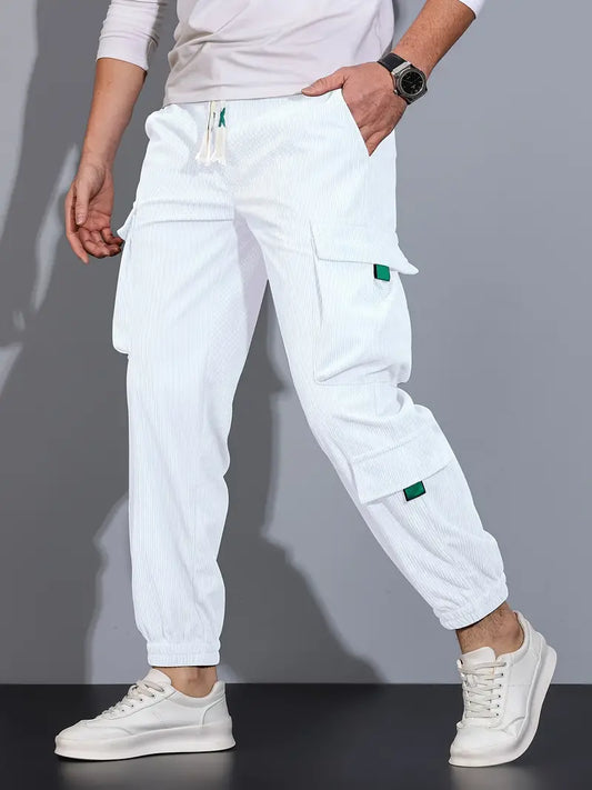 Aldrich - Pantalones cargo casuales de color sólido para hombre