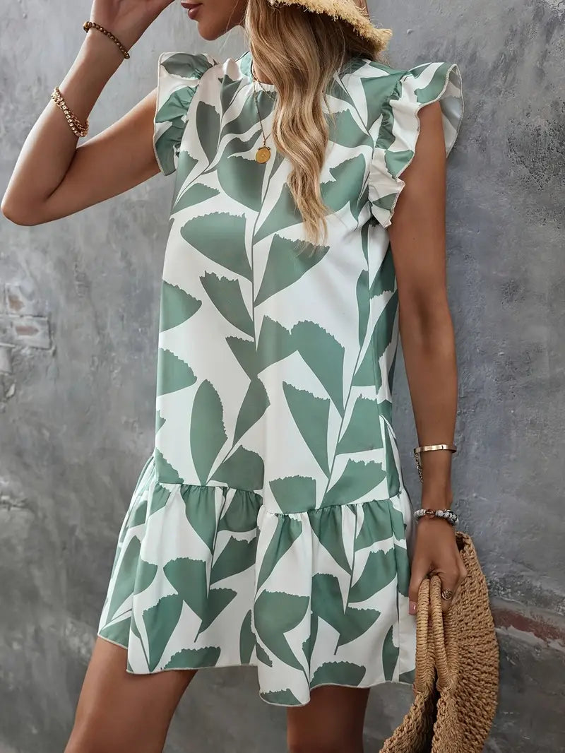 Chanda - Vestido estampado con mangas fruncidas