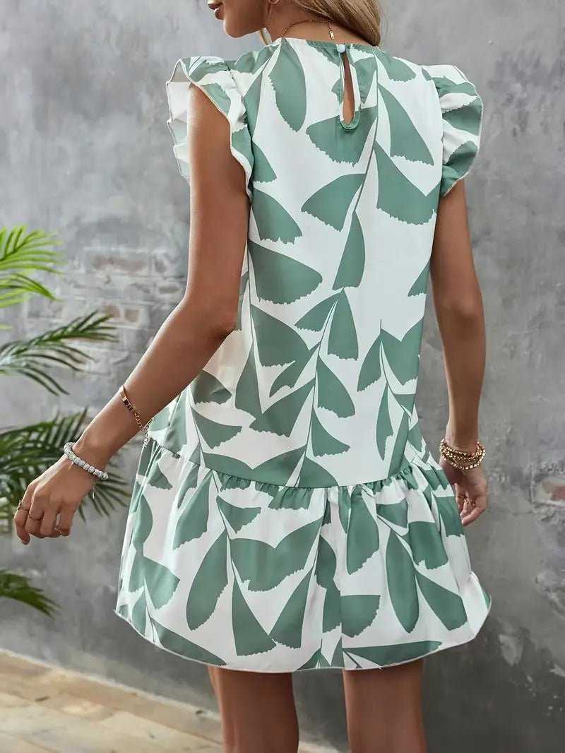 Chanda - Vestido estampado con mangas fruncidas