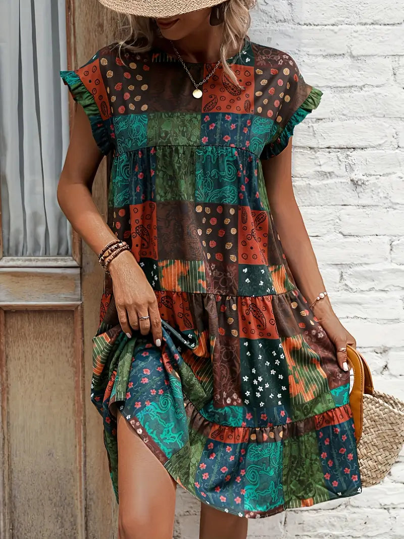 Winifred - Vestido estampado con mangas fruncidas