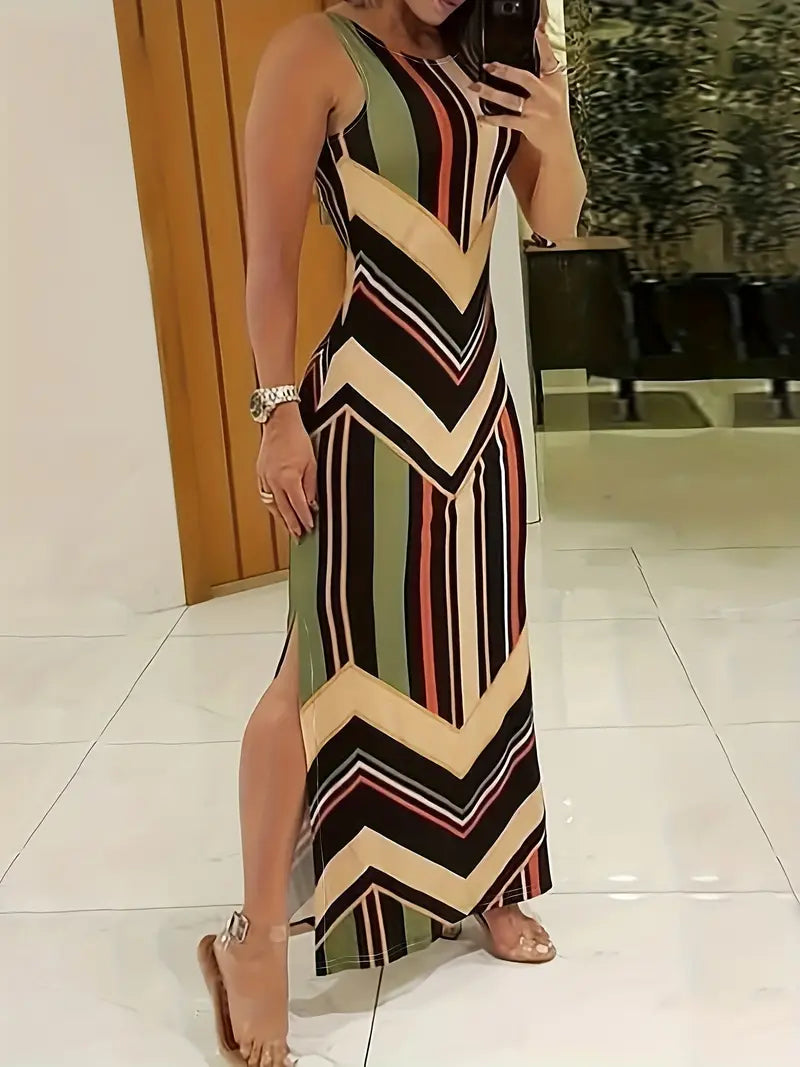 Janet - Maxi vestido sin mangas con abertura lateral