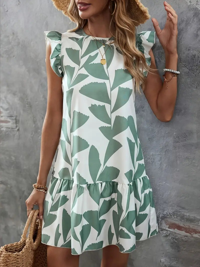 Chanda - Vestido estampado con mangas fruncidas