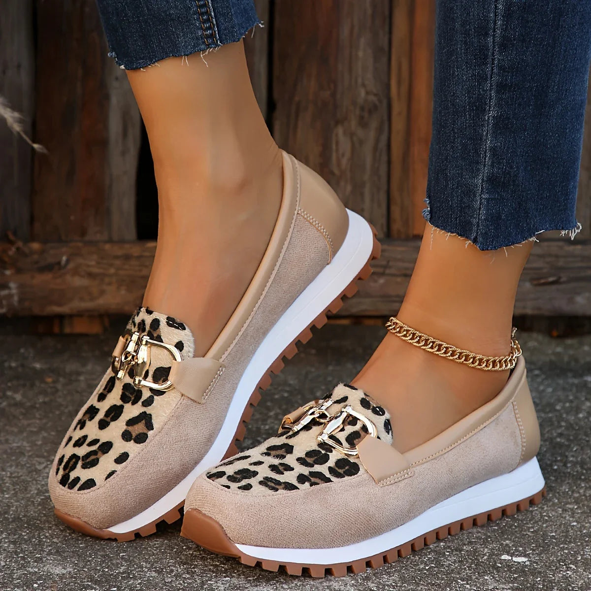 Rebaca - Zapatos planos con estampado de leopardo para mujer