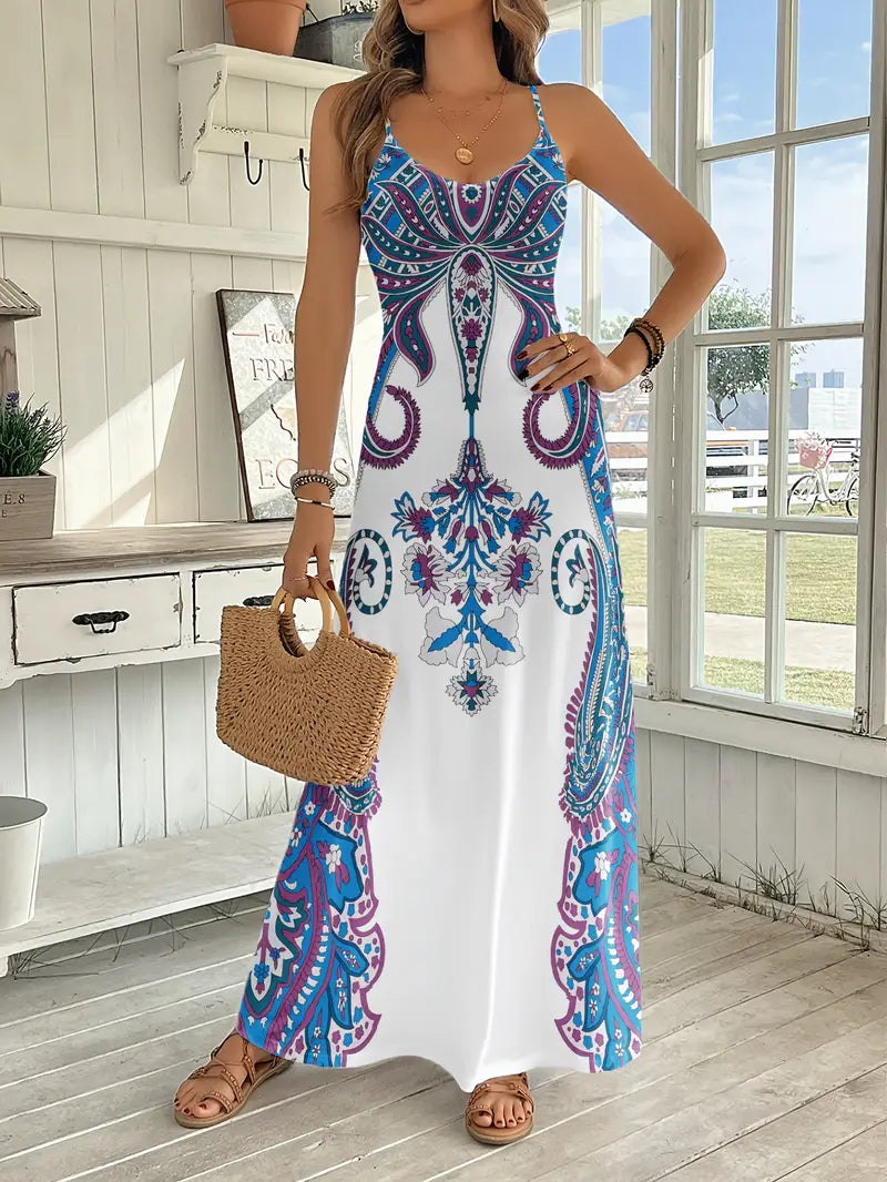 Martha - Maxivestido estampado sin mangas para mujer