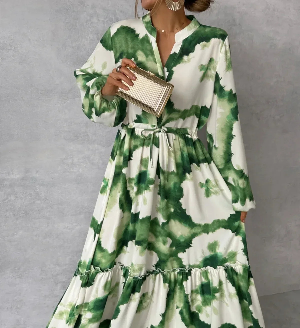 Cerena – Elegante vestido maxi con mangas largas